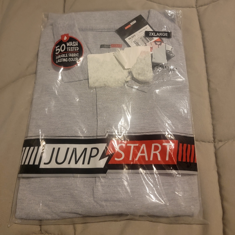 NEW Men's Jump Start Light Grey Polo Shirt - Size 2XL
